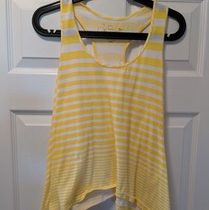 Yellow & white striped shark bite tank top